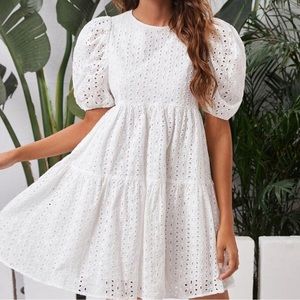 White Eyelet Babydoll Dress size S LWD